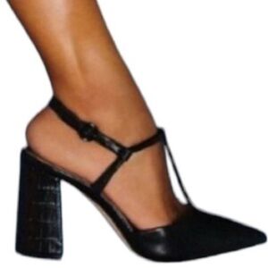 Elegant Black Block Heel Sandals